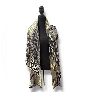 Fair Trade Handmade Animal Print Scarf – Olive Green, Yellow & Black – NWT